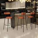 Ver imagem 2 de Kit 05 Banquetas Altas Cozinha Bar Sala De Jantar Em Aço Milão L02 Tecido Terracota - Lyam Decor