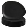 Pratos Rasos de Cerâmica Stoneware Orgânico Oval Matte Preto 6 Peças - Porto Brasil - 1