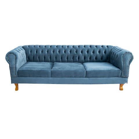 Sofá Chesterfield Duque 3 lugares 1,80 - Suede Azul Petróleo / sala de estar, recepção, barbearia