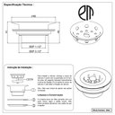 Ver imagem 6 de Válvula Pia Cozinha Americana Ralo para Cuba Metal Cr 3.1/2