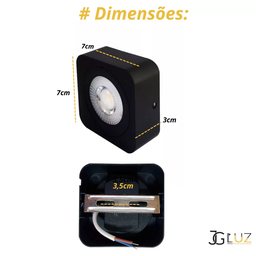 Spot Led 5w Quadrado de Sobrepor - Preto - Branco Frio - 2