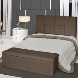 Kit Cabeceira de Cama Box Queen com Recamier Carol 160 cm Suede cappuccino - Móveis Mafer Móveis Maf - 5