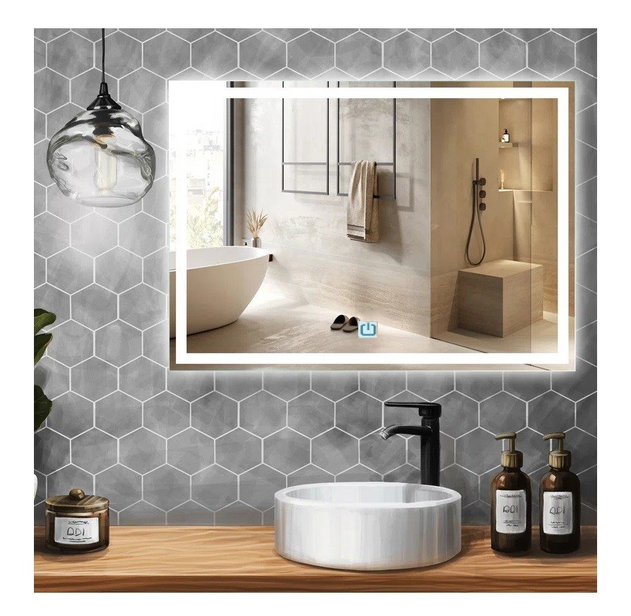 Ver imagem 2 de Espelho Jateado Iluminado com Led Frio e Touch 120x80cm Horizontal