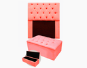 Ver imagem 1 de Kit Cabeceira com Baú Mirage Capitonê 90 cm Suede Rose - Biselo's Decor