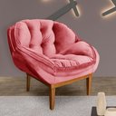 Ver imagem 2 de Poltrona Decorativa Marcela Veludo Rosa Base Madeira Castanho - Pallazio Ana