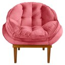 Ver imagem 3 de Poltrona Decorativa Marcela Veludo Rosa Base Madeira Castanho - Pallazio Ana