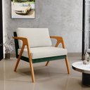 Ver imagem 2 de Kit 03 Poltronas Decorativas Sala Estar Pietra L02 Facto Verde Musgo Linho Champagne - Lyam Decor