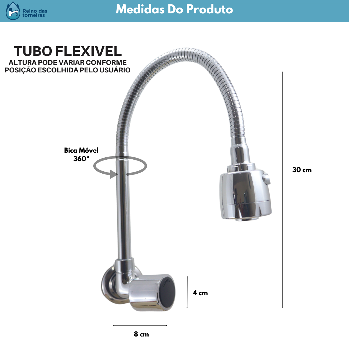 Torneira Gourmet Metal Inox Pia Cozinha Parede Luxo C39 1/4v - 9