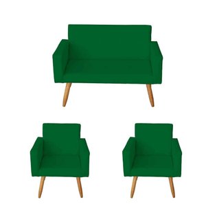 Kit Sofá 2 Lugares e 2 Poltrona Para Sala Lina Corino Verde - Móveis Mafer