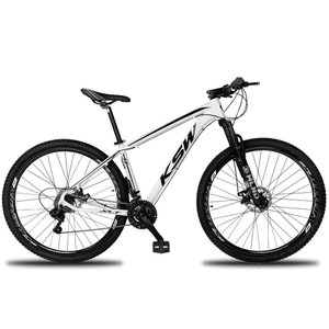 Bicicleta Alumínio Aro 29 Ksw Dianteiro Shimano Tz 24 Marcha - Branco-preto - 19"