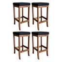 Ver imagem 1 de Kit 4 Banquetas Alta Barcelona Estofadas 74 cm Madeira Maciça Suede Preto CCS
