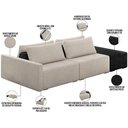 Ver imagem 7 de Sofá Ilha Modular para Sala 252cm com Puff Dublin K01 Bouclê Creme e Sintético Preto - Lyam Decor