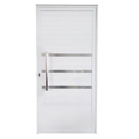Porta Lambril de Alumínio Branco com Puxador e Friso Linha Veneza:Esquerda/ 210 x 80
