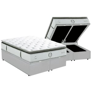 Cama Box Baú King Bipartida com Colchão Herval Imperatore C1655 Molas Ensacadas 193x203x77cm Ms