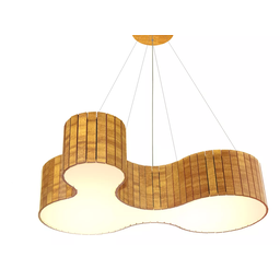 Lustre Pendente Anêmona 70cm – Madeira Amêndola, Design Orgânico, Bivolt - 3
