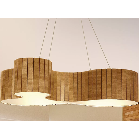 Lustre Pendente Anêmona 70cm – Madeira Amêndola, Design Orgânico, Bivolt