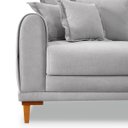 Ver imagem 4 de Sofá Living 3 Lugares Bouclê Cinza 1.80m Pés em Madeira Bz Home Decor