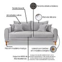 Ver mais imagens de Sofá Living 3 Lugares Bouclê Cinza 1.80m Pés em Madeira Bz Home Decor