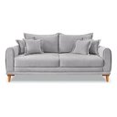 Ver imagem 2 de Sofá Living 3 Lugares Bouclê Cinza 1.80m Pés em Madeira Bz Home Decor