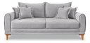 Ver imagem 3 de Sofá Living 3 Lugares Bouclê Cinza 1.80m Pés em Madeira Bz Home Decor