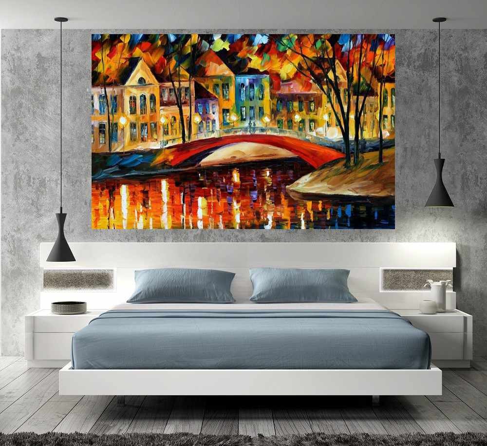 Quadro Pintura Tela Cidade Paisagem Urbana 4002: 100cm (A) x 150cm (L) - 5