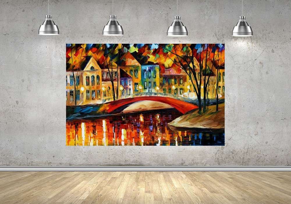 Quadro Pintura Tela Cidade Paisagem Urbana 4002: 100cm (A) x 150cm (L) - 4