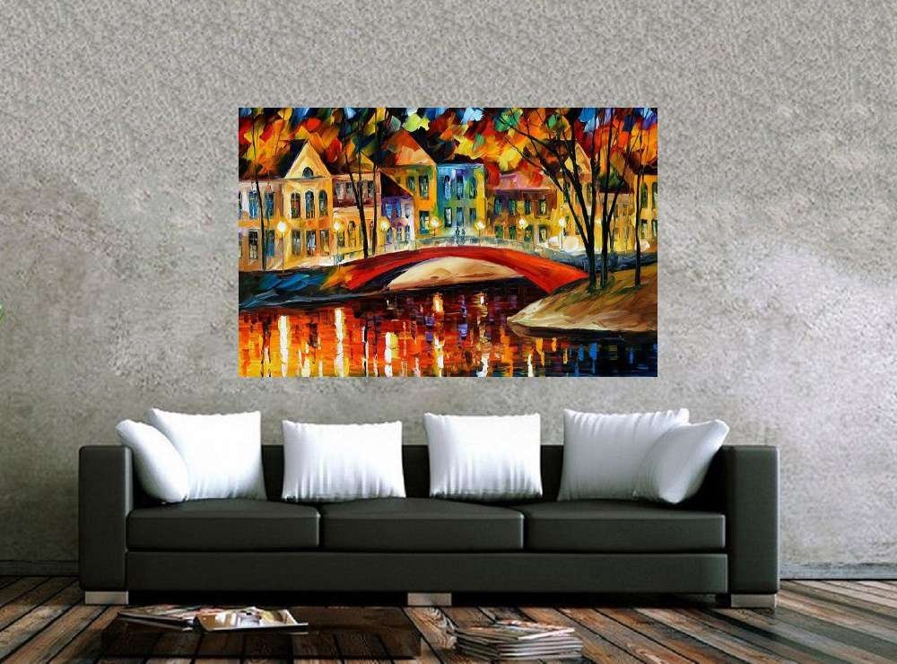 Quadro Pintura Tela Cidade Paisagem Urbana 4002: 100cm (A) x 150cm (L) - 2