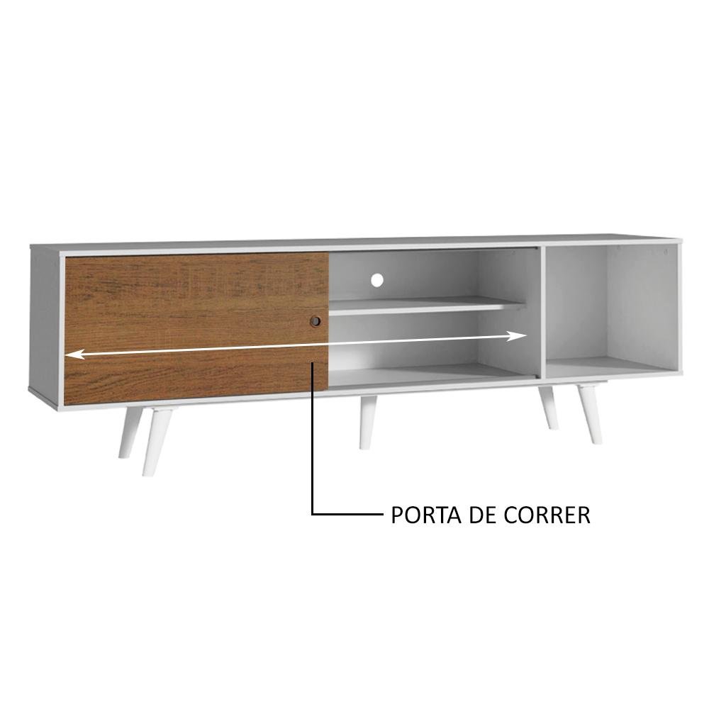 Rack Madesa Dubai para Tv até 65 Polegadas com Pés - Branco/rustic/branco - 6