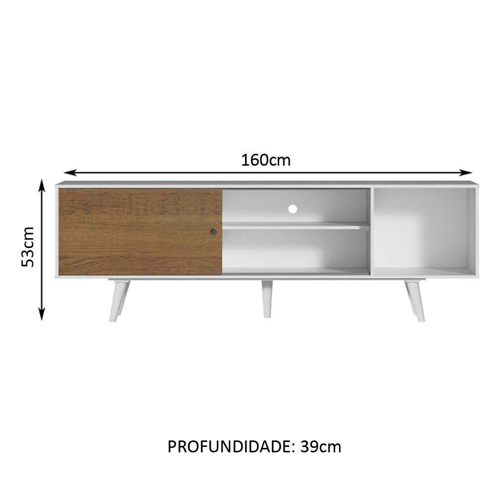 Rack Madesa Dubai para Tv até 65 Polegadas com Pés - Branco/rustic/branco - 4