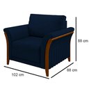 Ver imagem 7 de Kit Sofá Living 3 Lugares e Poltrona 102cm Pés Madeira Roya M22 Veludo Azul Marinho - Mpozenato