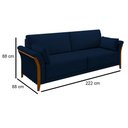 Ver imagem 6 de Kit Sofá Living 3 Lugares e Poltrona 102cm Pés Madeira Roya M22 Veludo Azul Marinho - Mpozenato