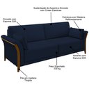 Ver imagem 3 de Kit Sofá Living 3 Lugares e Poltrona 102cm Pés Madeira Roya M22 Veludo Azul Marinho - Mpozenato