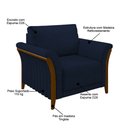 Ver imagem 5 de Kit Sofá Living 3 Lugares e Poltrona 102cm Pés Madeira Roya M22 Veludo Azul Marinho - Mpozenato