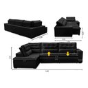 Ver imagem 2 de Sofá de Canto Retrátil e Reclinável com Molas Le 3,40x2,00m Viviane Suede Preto Preto