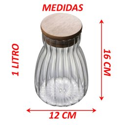 Kit 2 Pote Hermético com Tampa Bambu de Vidro 700ml e 1litro - 6