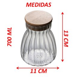 Kit 2 Pote Hermético com Tampa Bambu de Vidro 700ml e 1litro - 5