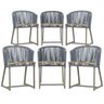 6 Cadeiras de Jantar Noronha Fendi Corda Náutica E6 Trama Prata - 1