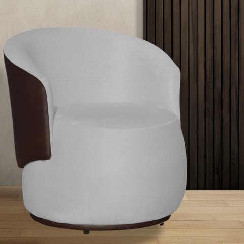 Poltrona Organica Beatriz Suede Branco C/ Composê Corano Marrom - Lm Decor