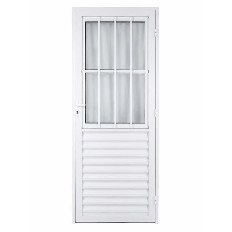 Porta de Giro Alumínio Branco Social c/Grade Veneziana 2V Maxx - 210x80 - Direita