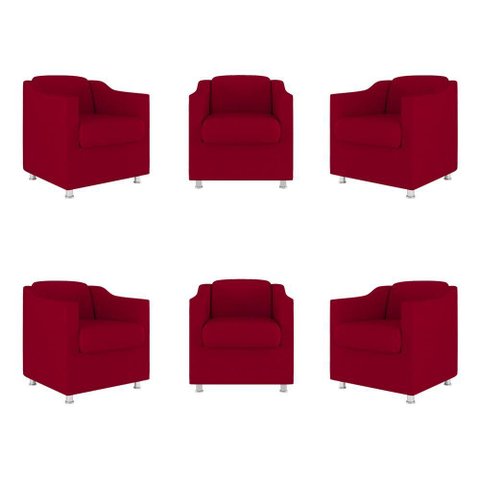 Kit 6 Poltronas Decorativas Tilla Consultório Recepção Sala Cor:vermelho