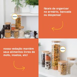 Pote De Vidro Hermético 2 Lts C/ Tampa 100% Bambu Mantimento - 10