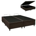 Ver imagem 1 de Cama Box Baú Casal So1clique, 138x188cm, Base Bipartida Reforçada, Suede Marrom