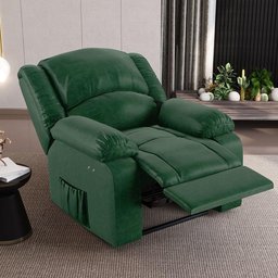 Poltrona do Papai Reclinável Melim Power Touch Massagem Pu Fh1 - D'rossi Cor Verde - 9