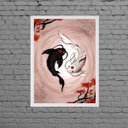 Ver imagem 1 de Quadro Decorativo Carpas Yin-Yang 24x18cm:Madeira branca