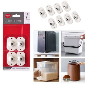 Rodinhas Adesivas com Esferas Deslizantes de Aço Inox para Mover Móveis | 8 Unidades
