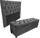 Ver imagem 2 de Kit Baú New 140x40x45cm e Cabeceira Estofada Modelo até o Chão com 140x117cm na Cor Cinza Escuro