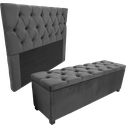 Ver imagem 2 de Kit Baú New 140x40x45cm e Cabeceira Estofada Modelo até o Chão com 140x117cm na Cor Cinza Escuro