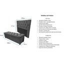 Ver imagem 4 de Kit Baú New 140x40x45cm e Cabeceira Estofada Modelo até o Chão com 140x117cm na Cor Cinza Escuro