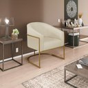 Ver mais imagens de Kit 02 Poltronas Luiza Base de Ferro Dourado Suede Bege