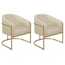 Ver imagem 1 de Kit 02 Poltronas Luiza Base de Ferro Dourado Suede Bege